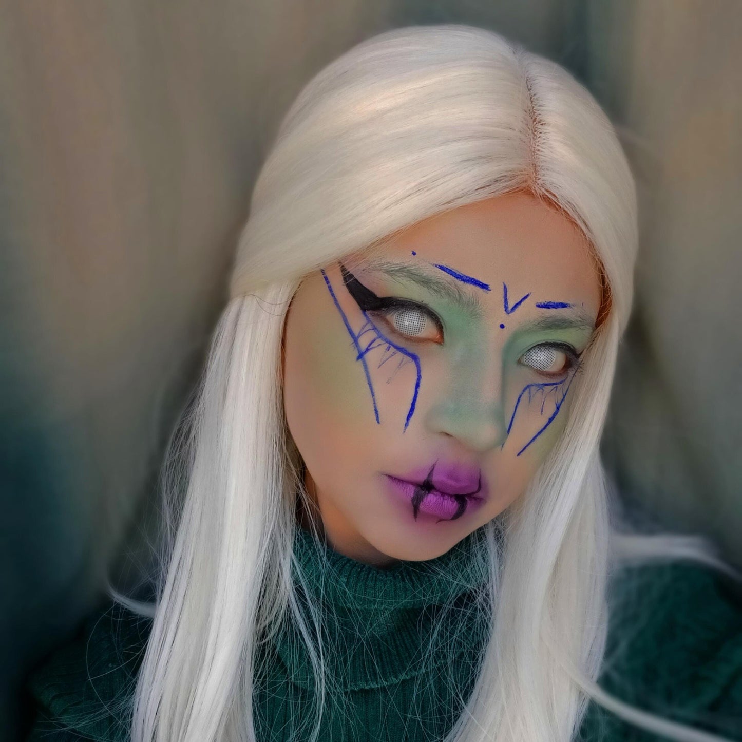 White Mesh contacts for halloween costume