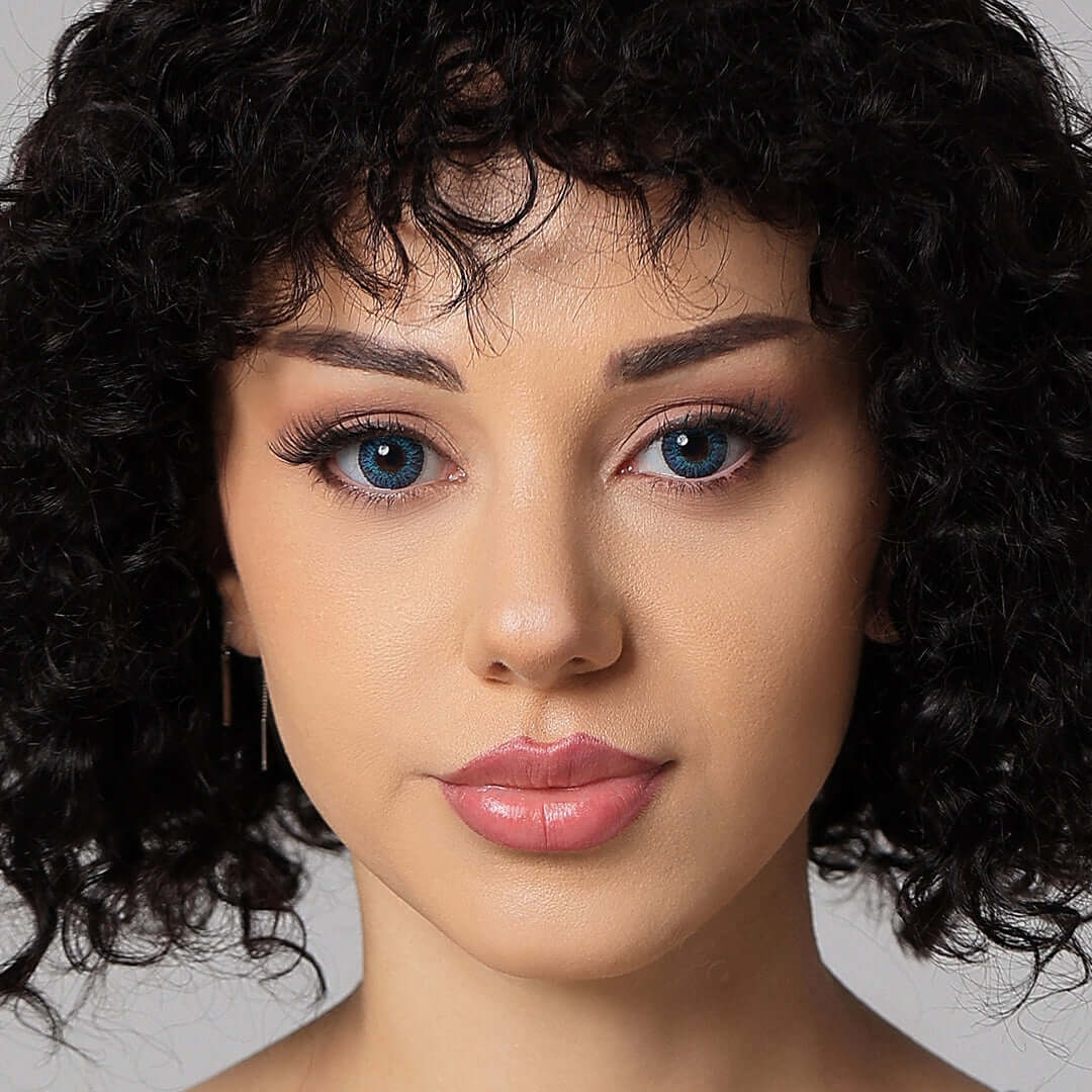 3 Tone Brilliant Blue Contacts on brown eyes