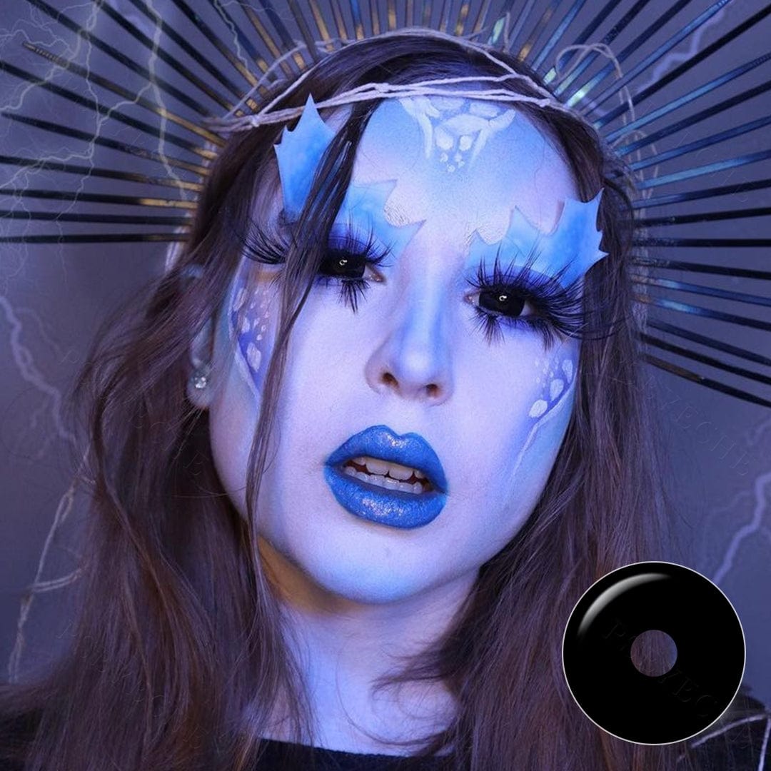 All Black Mini Sclera Lenses for Halloween Cosplay