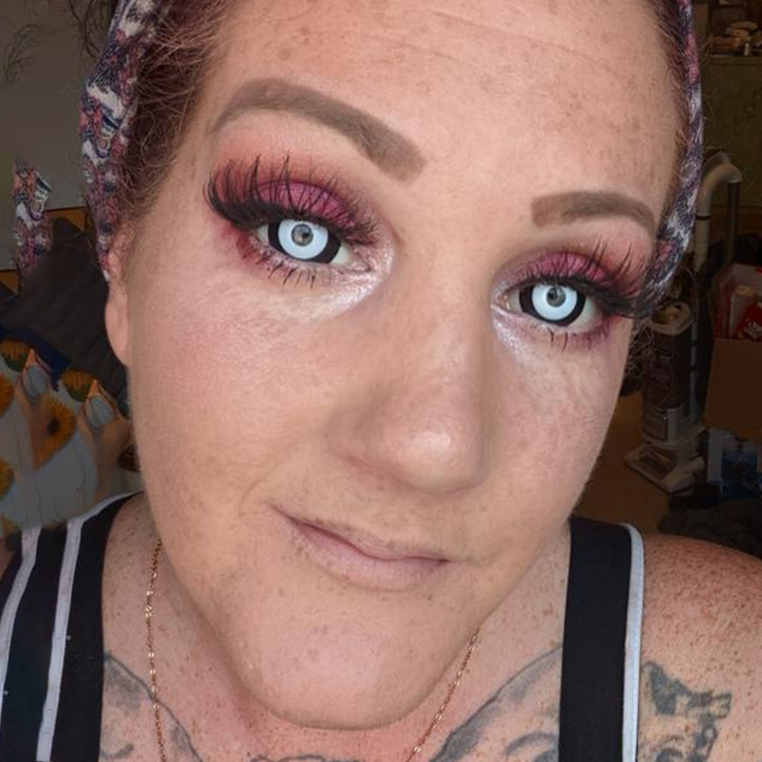 Black & White Mini Sclera Lenses for cosplay