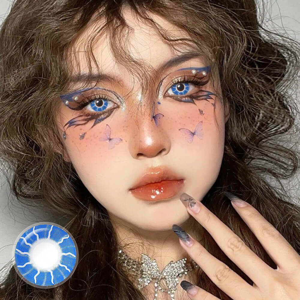 Blue Lightning Cosmetic Contact Lenses for cosplay