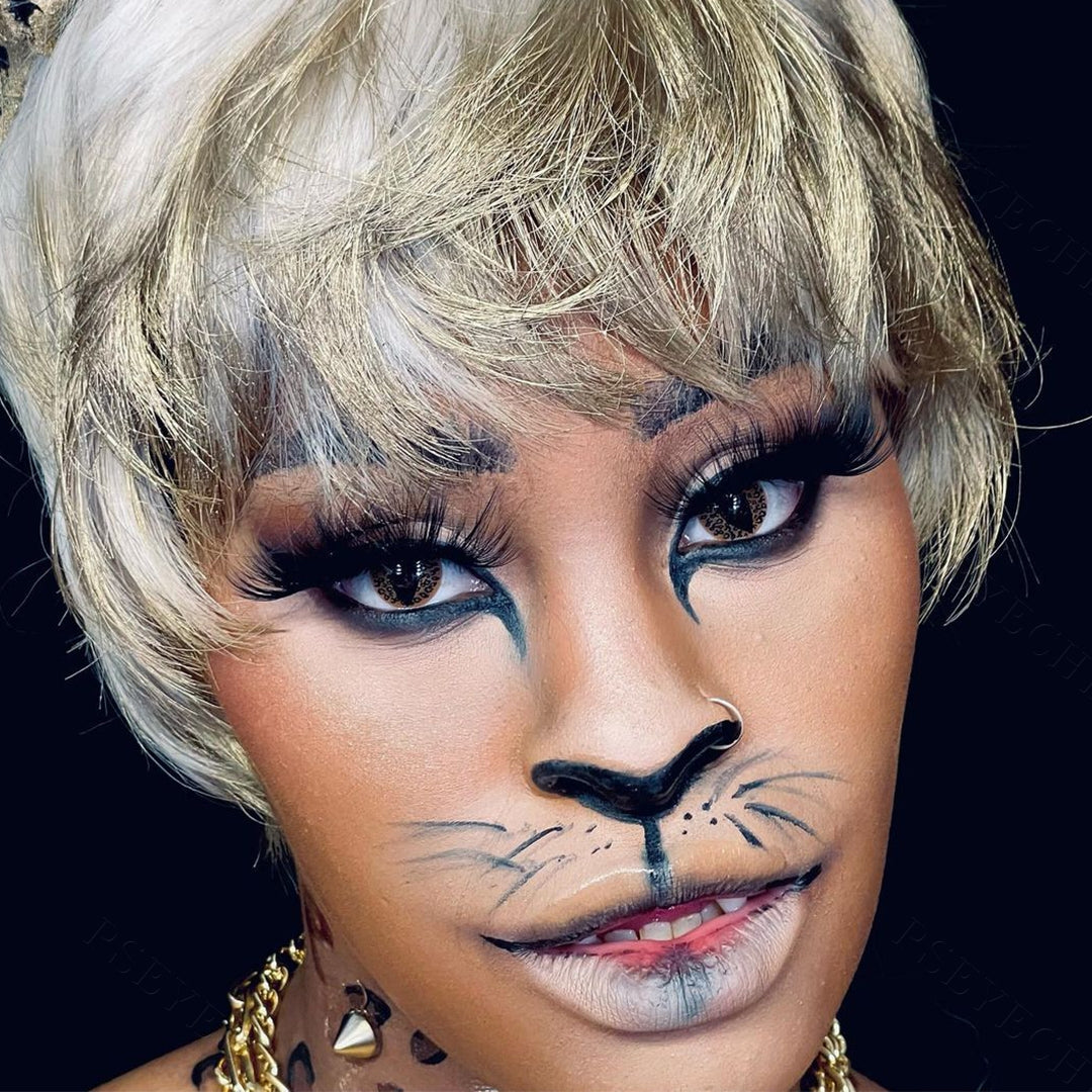 Brown Cheetah Cat Eyes Costume Cosplay Contact Lenses