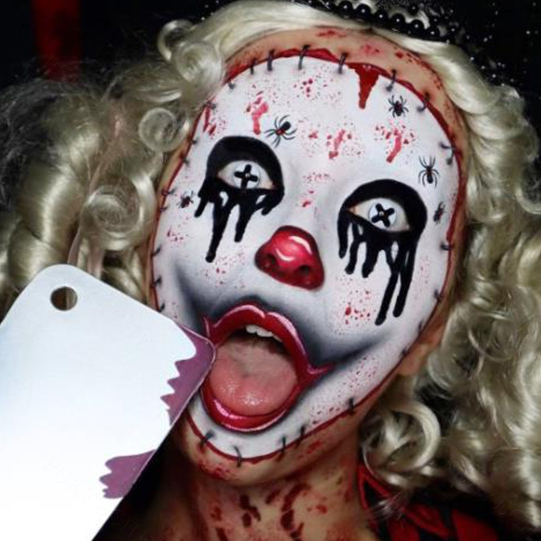 Clown Eye Cross Black White contacts for halloween costume