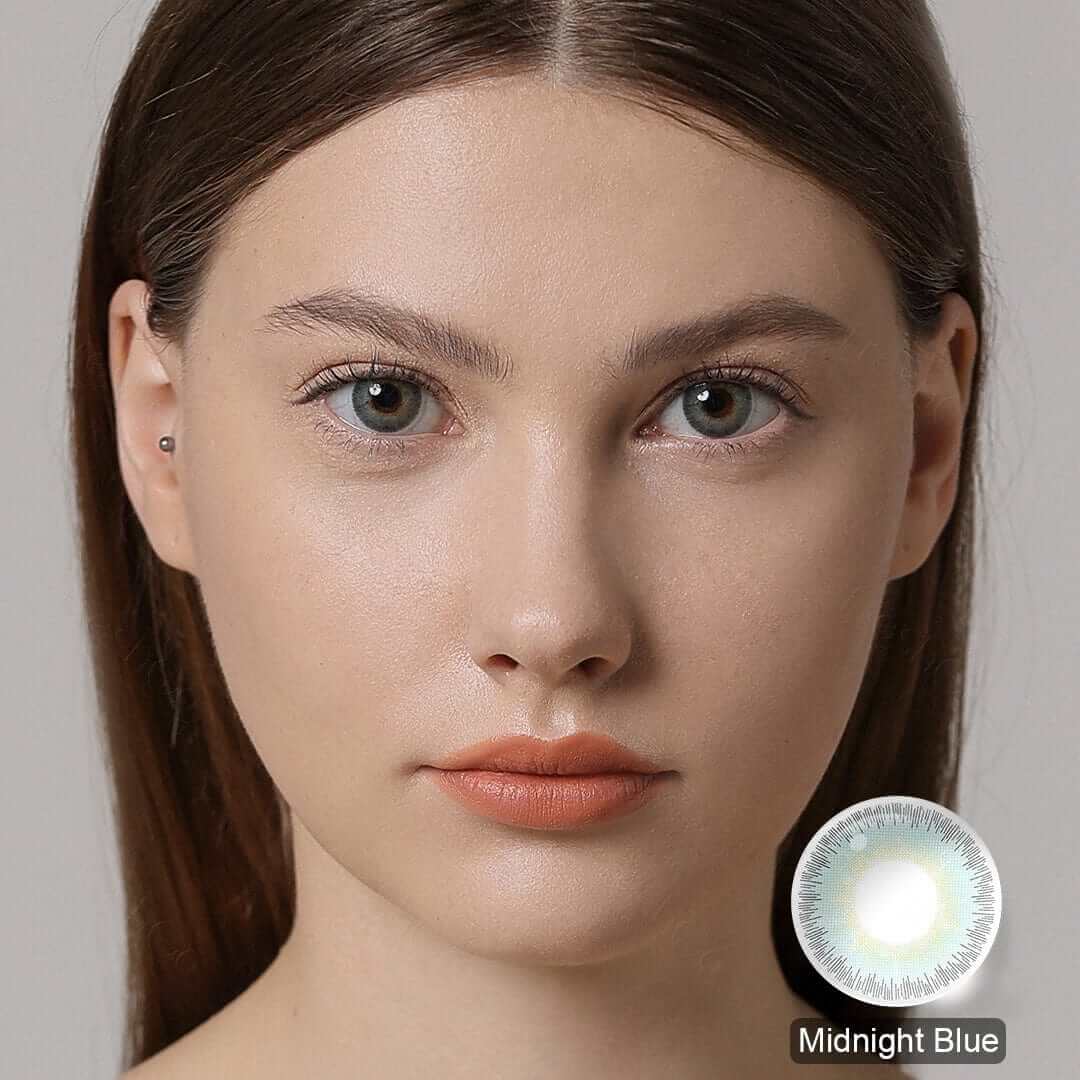 Elite Midnight Blue Contacts on brown eyes