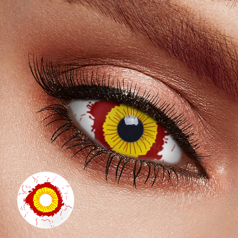Fever Yellow and Red Sclera Full Eye Contacts