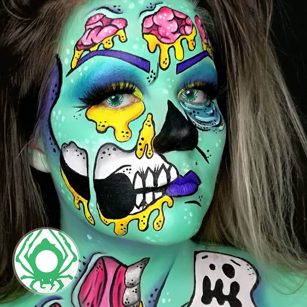 Green Spider Cosmetic Contact Lenses for Halloween Cosplay
