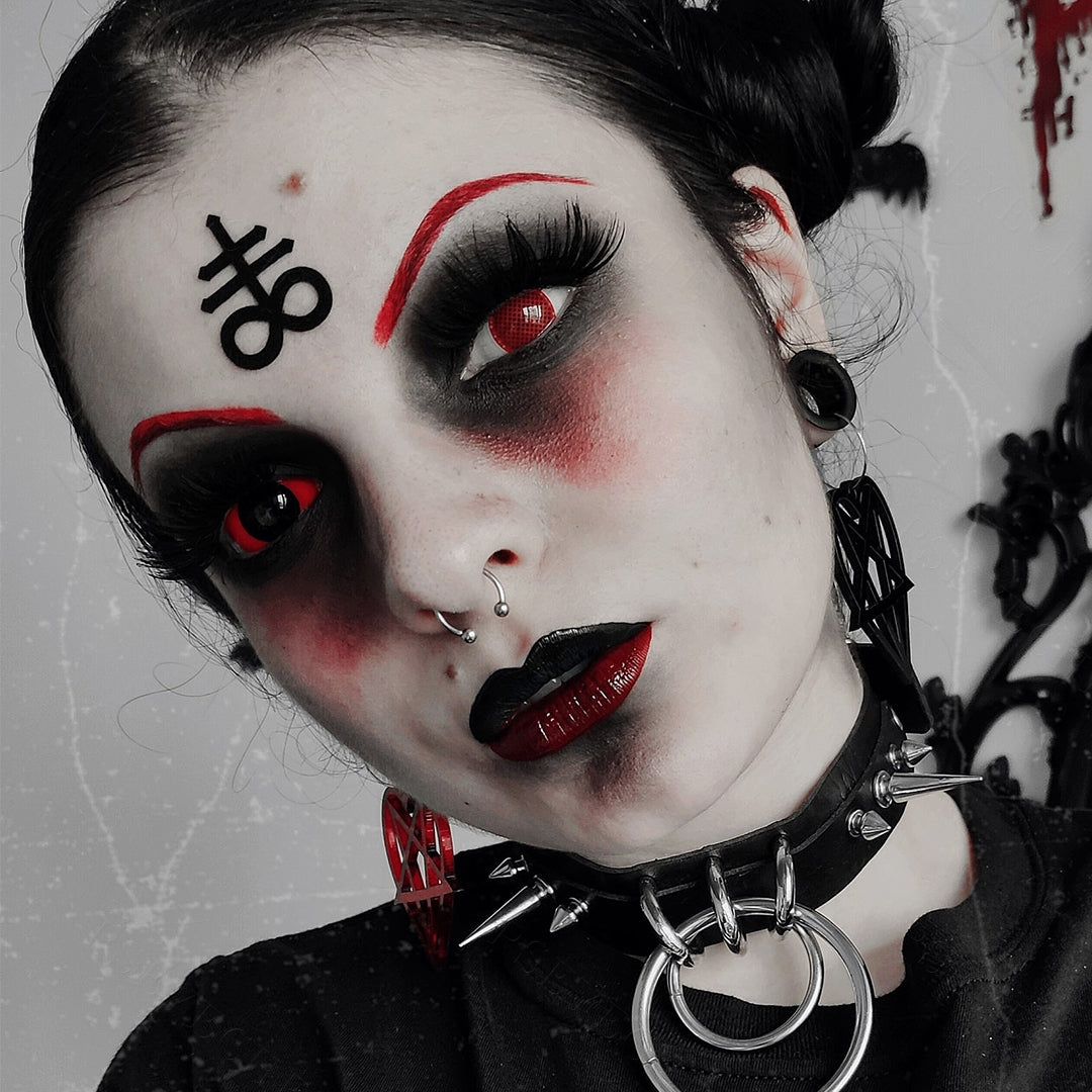 Halloween red black horror cosmetic sclera contacts
