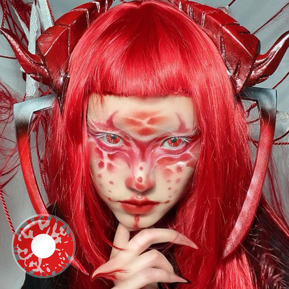 Red Blood Splat eye contacts for cosplay
