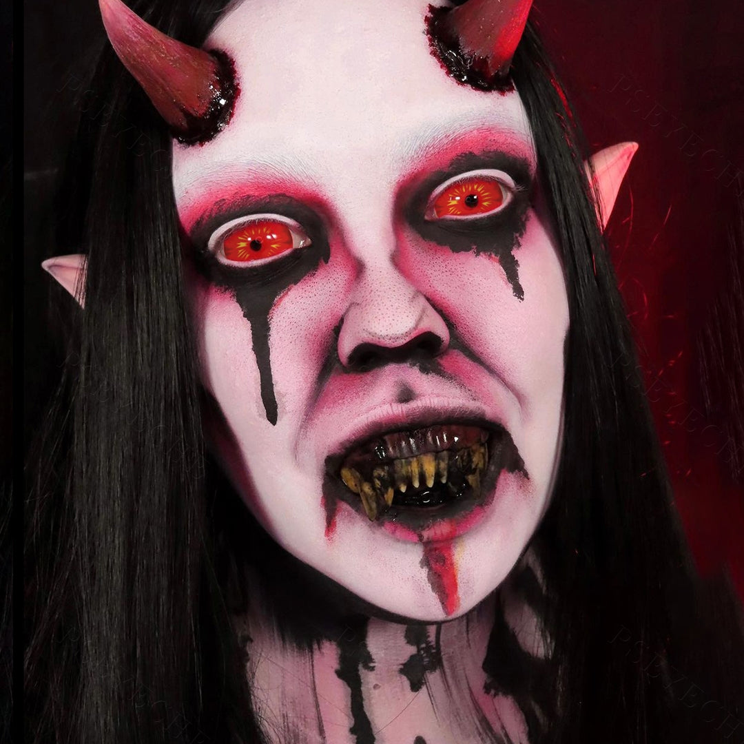 Red Fire Eye Cosmetic Sclera Cotnacts for halloween