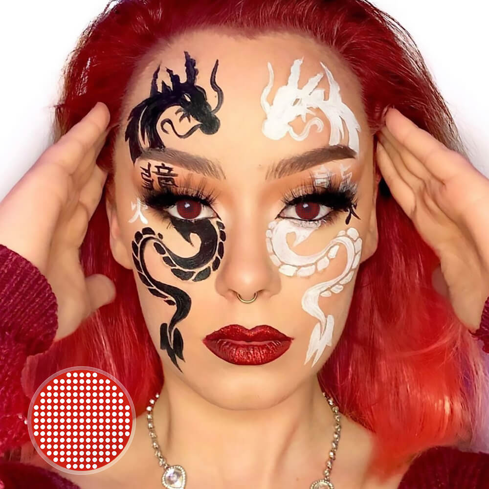 Red Mesh Contacts for cosplay