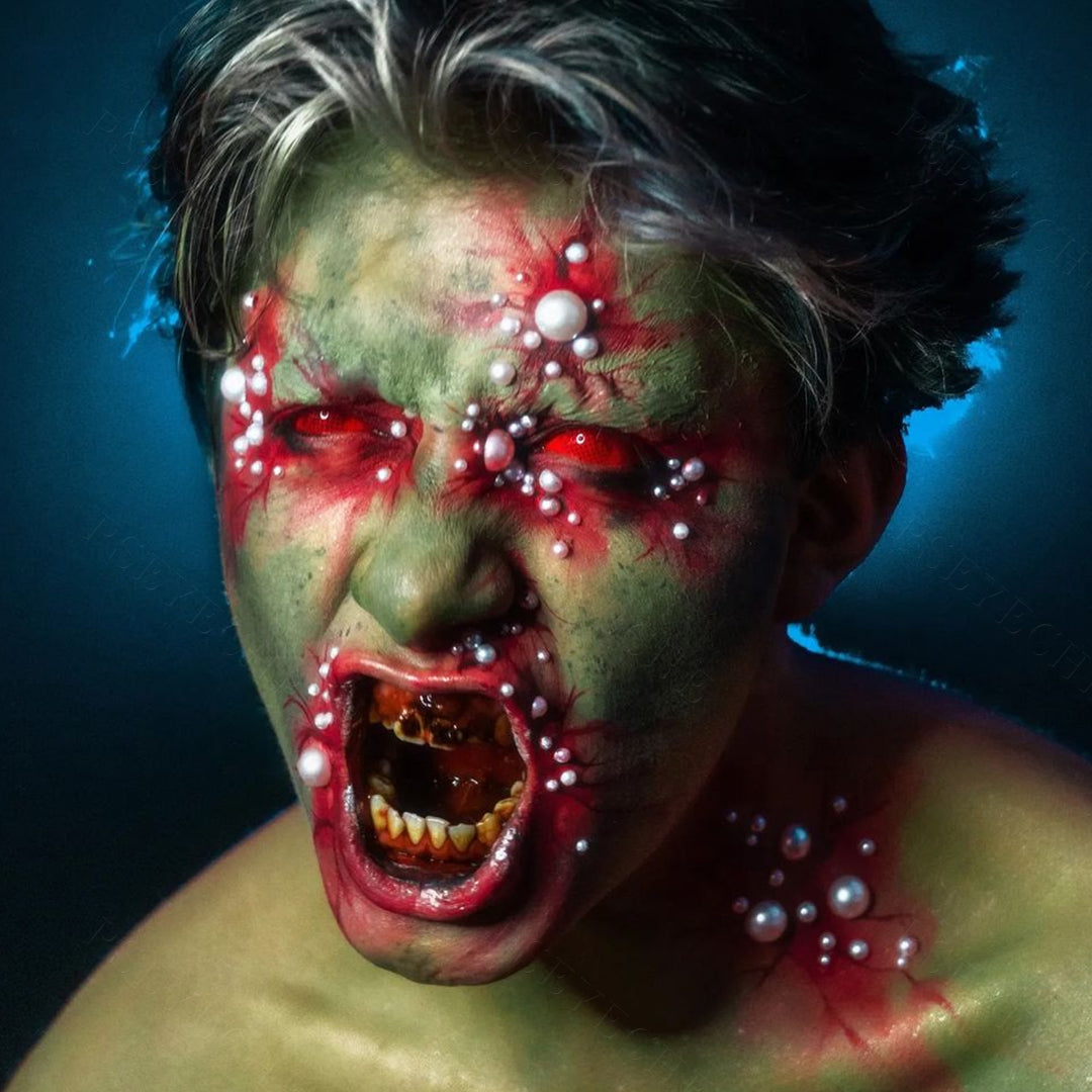 Red Mesh Sclera Contacts for halloween cosplay