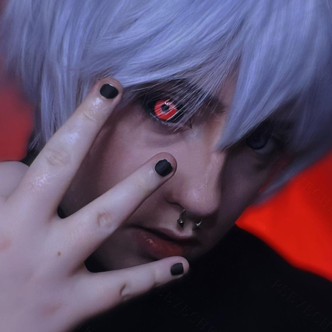 Tokyo Ghoul Jigsaw Black Red Sclera Cosplay Contacts