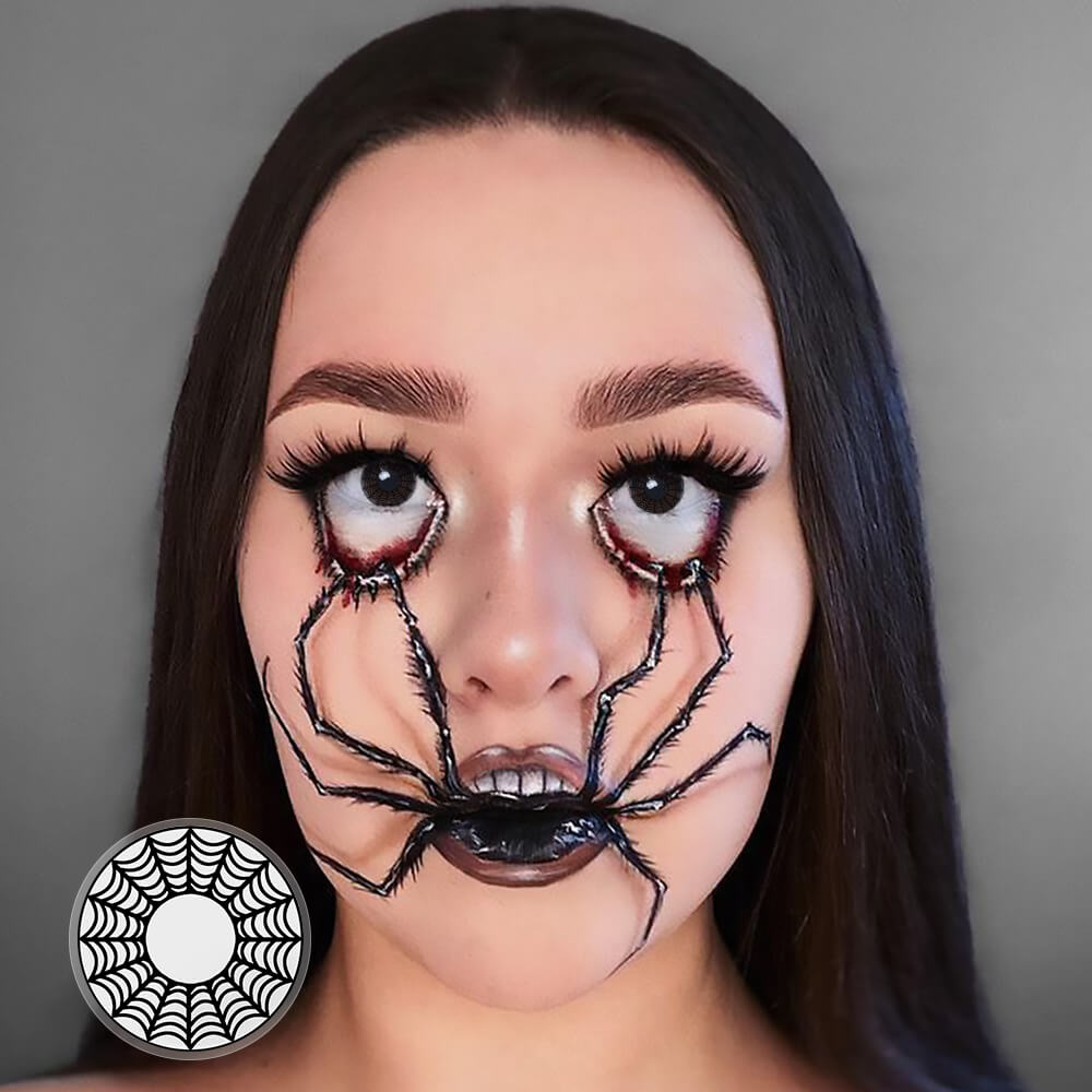 Spider White Web Contact Lenses on women eyes
