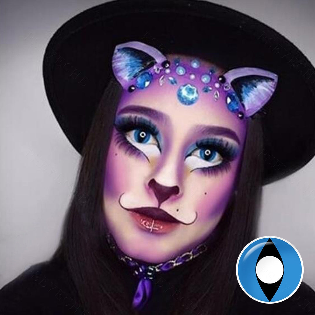 blue cat eye contact lenses for cosplay