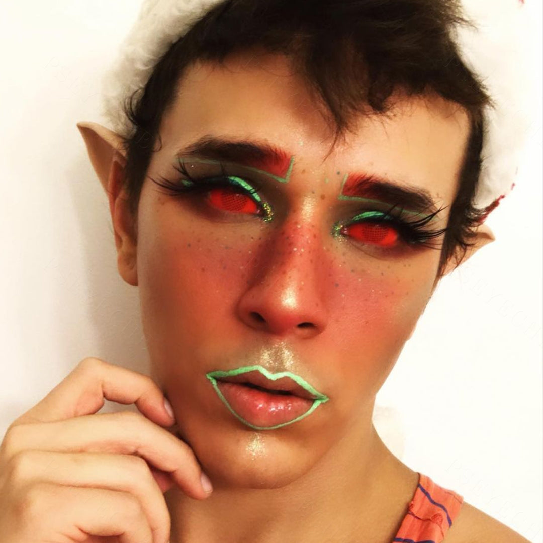 full eye mesh red contact lenses