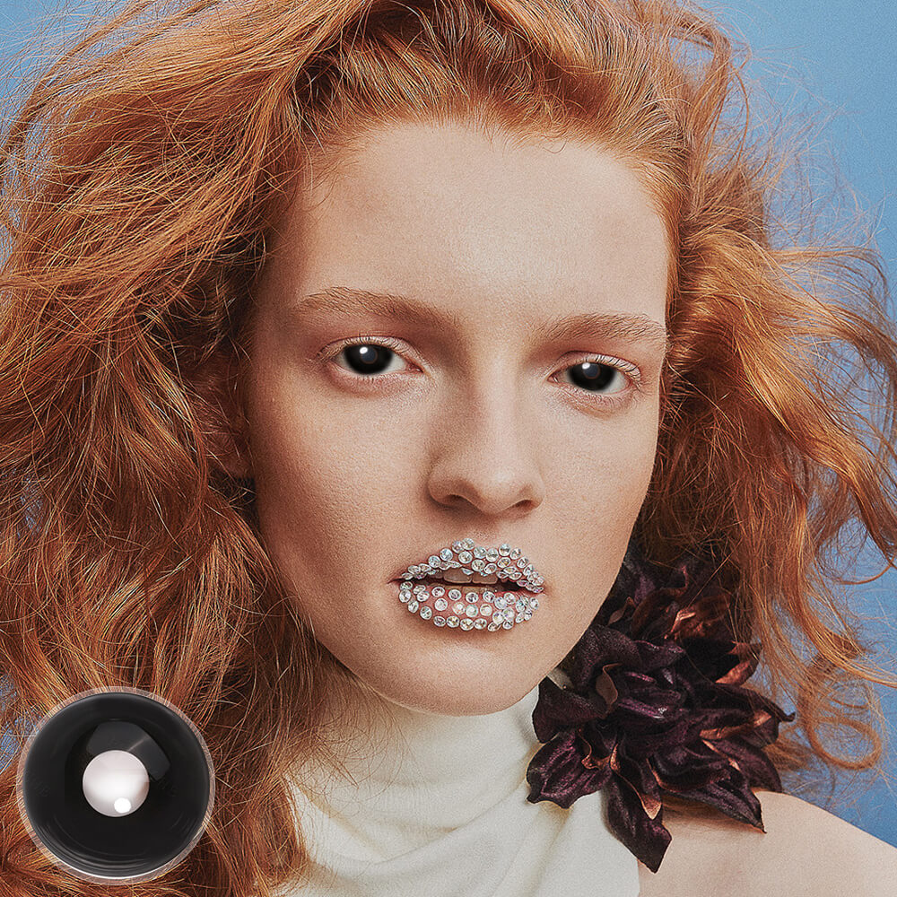 pure Black Mini Sclera Lenses for cosplay