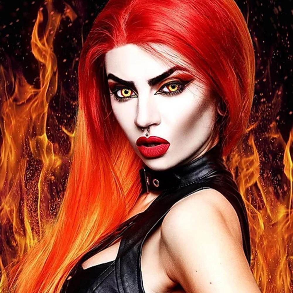 Halloween Fever Yellow and Red Sclera Contacts for cosplay