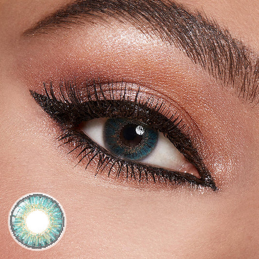 3 Tone Turquoise Colored Contacts for Brown & Light Eye