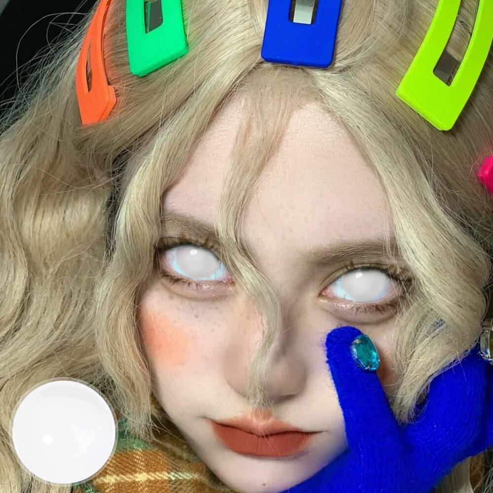Blind White Mini Sclera Lenses for cosplay