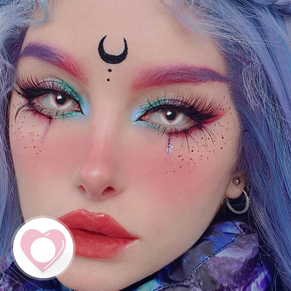 Halloween Pink Heart contacts for cosplay
