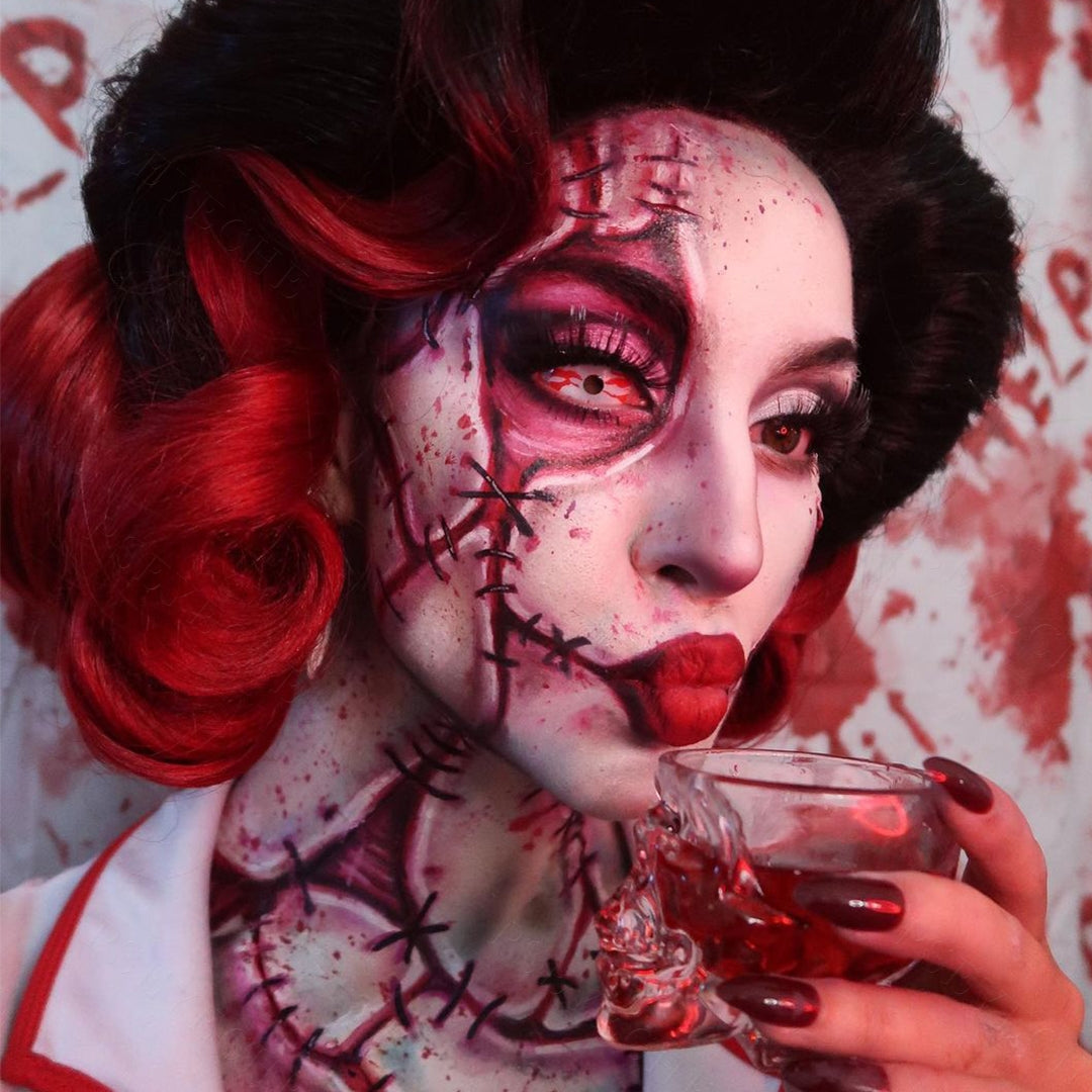 bloodstained sclera contacts full eye lenes for zombie cosplay