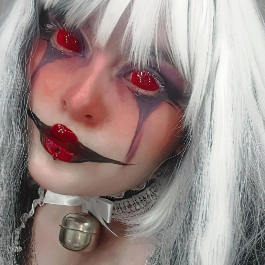 mesh red eye cosmetic contacts
