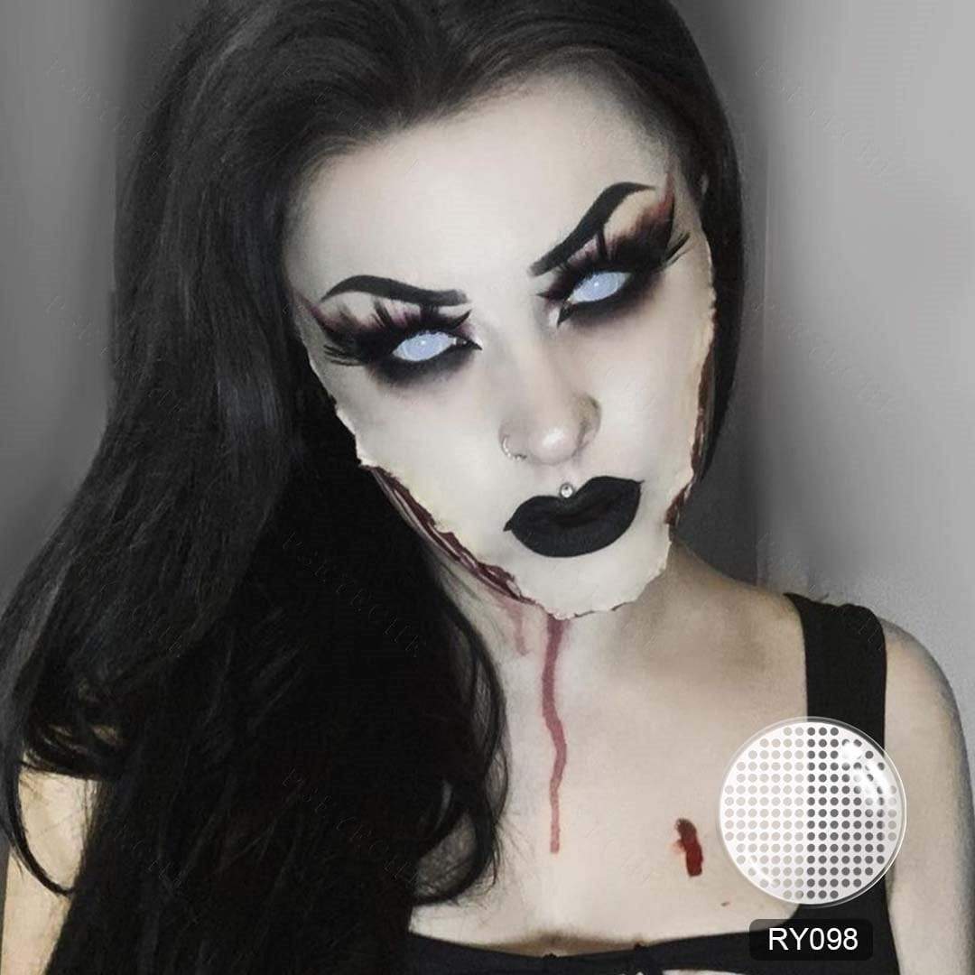 white mesh contact lenses
