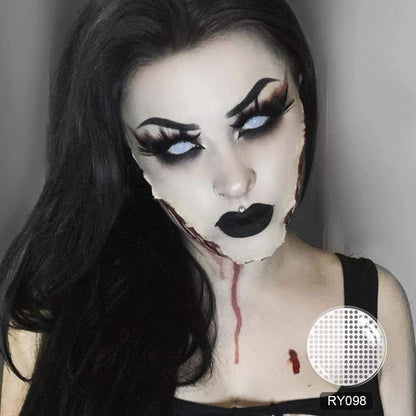 white mesh contact lenses