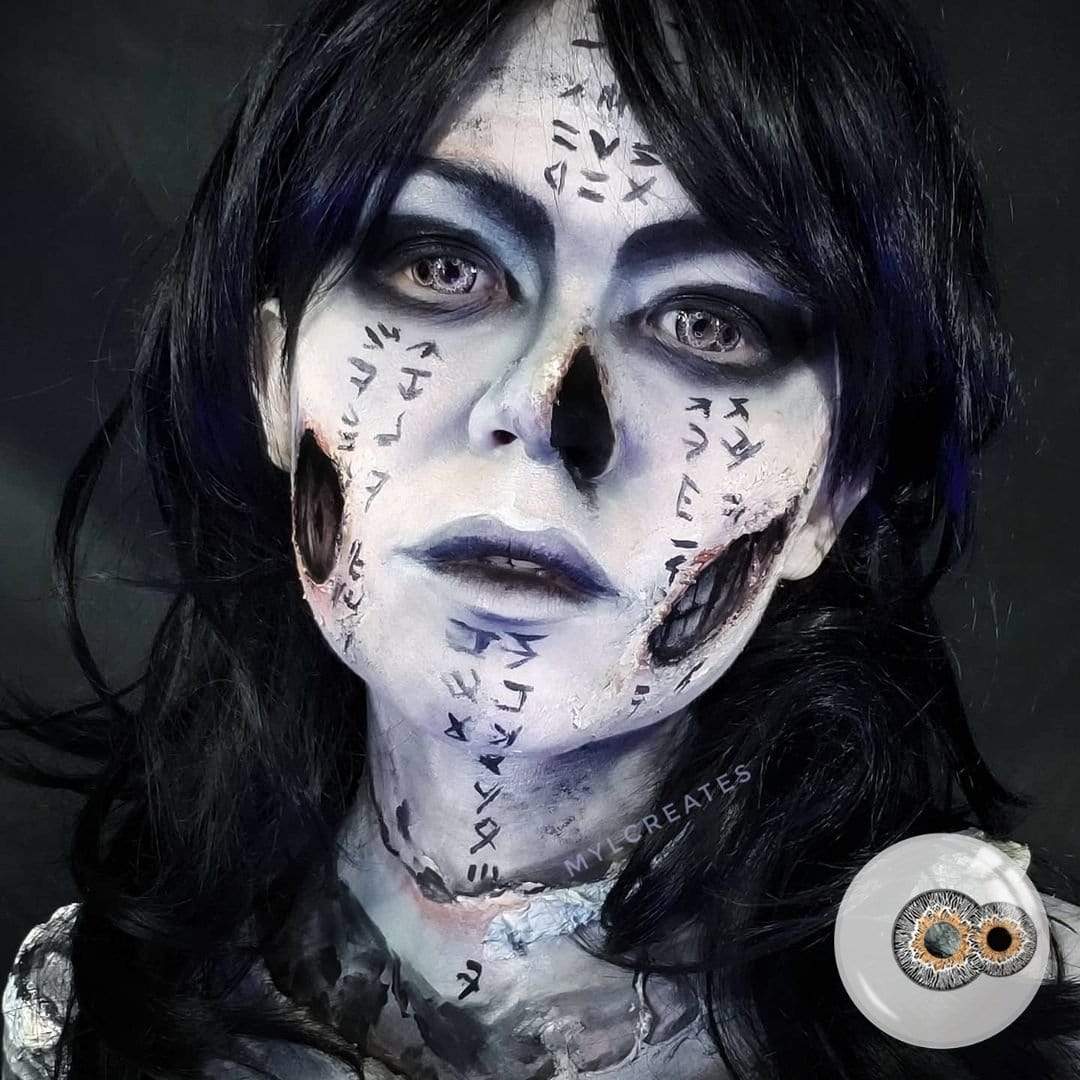 Double Iris Creepy Sclera Contacts for Halloween Mummy Costume cosplay